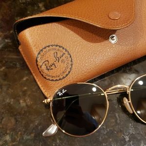 NWOT Ray-Ban 50021 Gold round metal ,with case